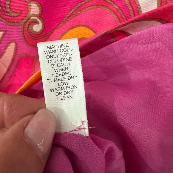 Trina Turk x Banana Republic Pink Orange Swirl Long Sleeve Shift Dress Small - Picture 12 of 13